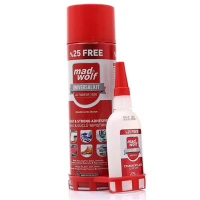 Madwolf Hızlı Yapıştırıcı 125 Gr & Sprey 500 Ml Mdf, Ağaç, Çıta, Kaucuk, Deri, Japon Hızlı Yapıştırıcısı Jel Dahil