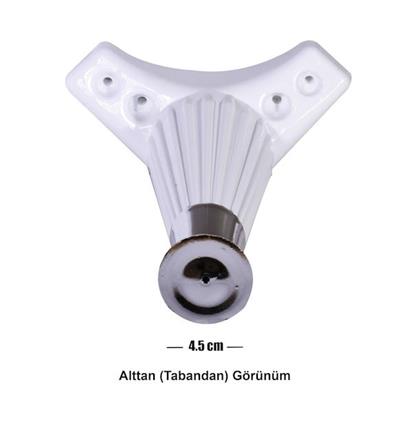 Nefes Plastik Ayak 19 cm Beyaz - Krom Mobilya Koltuk Dolap Komidin Gardrop Puf Baza Ayağı