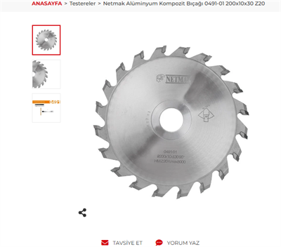 NETMAK 200X5X30 Z:16 HM K.FREZE BIÇAK 5 MM KANAL AÇMA