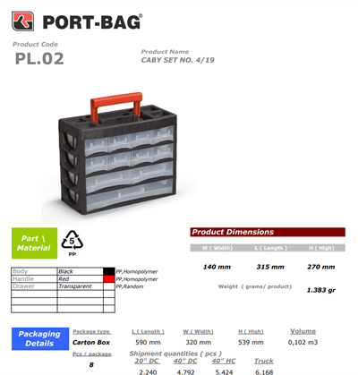 Organizer PL.02 Caby No:4/19 4 Çekmeceli Takım Çantası