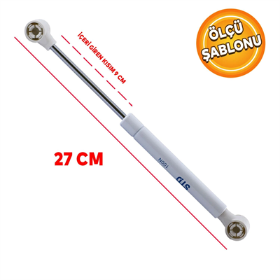 STD Dolap Amortisörü Gazlı Piston Kapak Hidroliği Gri (27 cm 100N)