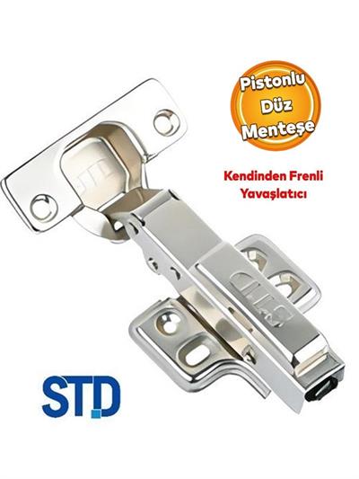 STD Frenli Dolap Kapak Menteşesi Pistonlu Düz Tas Menteşe