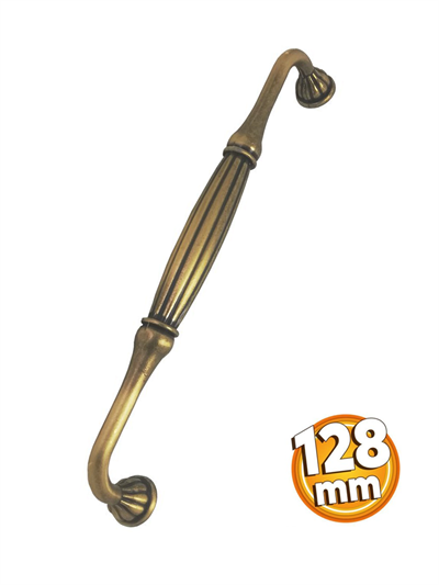 Tomruk 128 mm Antik Sarı Kulp Mobilya Dolap Çekmece Vestiyer Kulpları