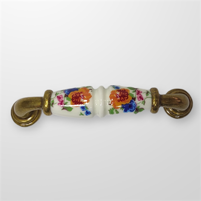 Umut 242 - 96 mm Desenli Beyaz Antik Porselen Kulp Mobilya Dolap Çekmece Vestiyer Kulpları