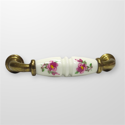 Umut 242 - 96 mm Desenli Beyaz Antik Porselen Kulp Mobilya Dolap Çekmece Vestiyer Kulpları