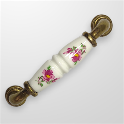 Umut 242 - 96 mm Desenli Beyaz Antik Porselen Kulp Mobilya Dolap Çekmece Vestiyer Kulpları