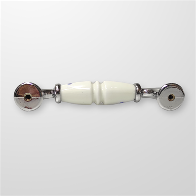 Umut 242 - 96 mm Desenli Beyaz Krom Porselen Kulp Mobilya Dolap Çekmece Vestiyer Kulpları