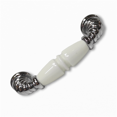 Umut 243 - 96 mm Beyaz Krom Porselen Kulp Mobilya Dolap Çekmece Vestiyer Kulpları