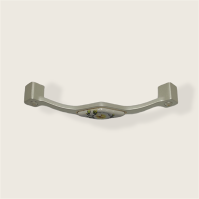 Ventus 128 mm Beyaz Zamak Çiçek Desenli Kulp Mobilya Dolap Çekmece Vestiyer Kulpları