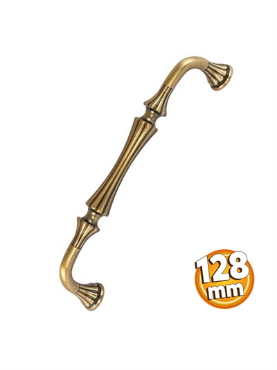Vezir Zamak Antik Sarı 128 mm Kulp Mobilya Dolap Çekmece Vestiyer Kulpları
