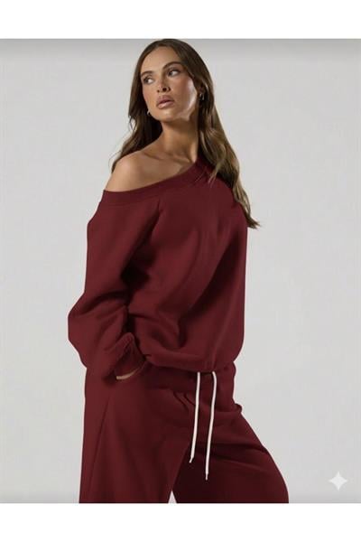 YENİ ÜRÜN Kadın Omzu Düşük Oversize Basic Sweatshirt 0035