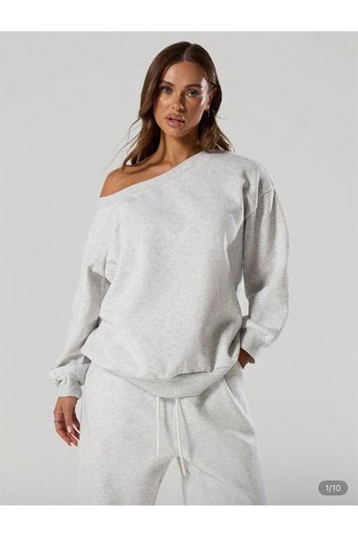 YENİ ÜRÜN Kadın Omzu Düşük Oversize Basic Sweatshirt 0035