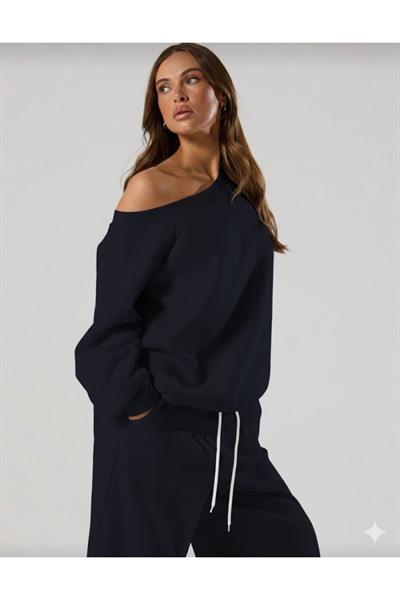 YENİ ÜRÜN Kadın Omzu Düşük Oversize Basic Sweatshirt 0035