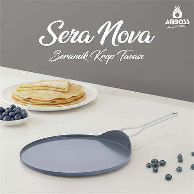 AMBOSS SERA NOVA YANMAZ YAPIŞMAZ SERAMİK KREP TAVASI 30 CM GRİ