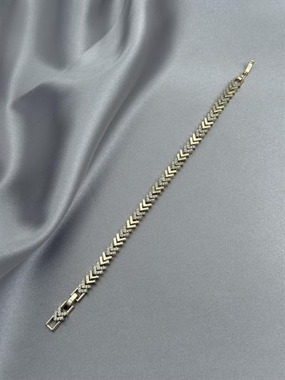 CM 14K Kılçık Model Zirkon Taşlı Gold Bileklik