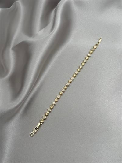 CM 14K Mini Yonca Model Zirkon Taşlı Gold Bileklik