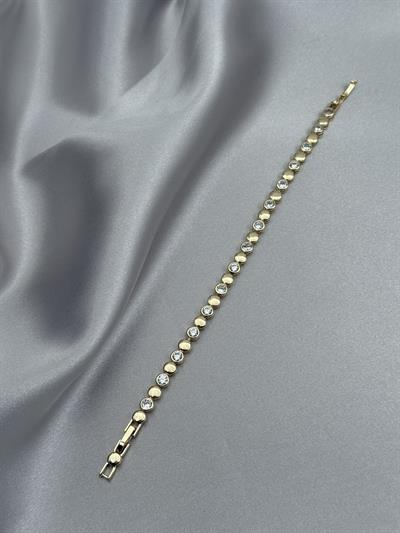CM 14K Minimal Yuvarlak Zirkon Taşlı Gold Bileklik