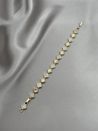 CM 14K Yonca Model Zirkon Taşlı Gold Bileklik