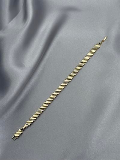 Xuping 14K Çizgili Zirkon Taşlı Gold Bileklik