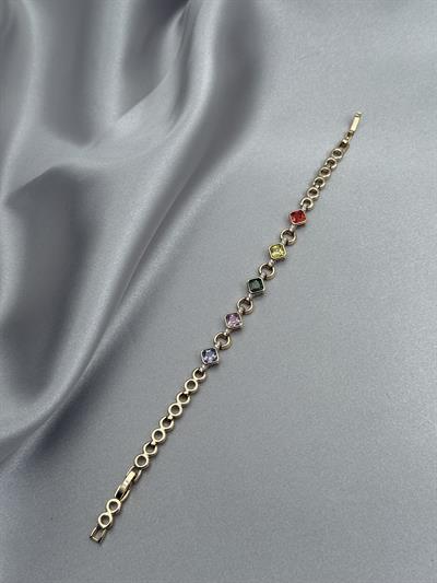 Xuping 14K Dörtgen Model Zirkon Taşlı Gold Bileklik