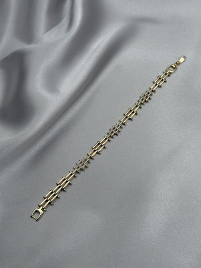 Xuping 14K Izgara Model Zirkon Taşlı Gold Bileklik