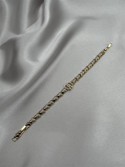 Xuping 14K Kare D Model Zirkon Taşlı Gold Bileklik