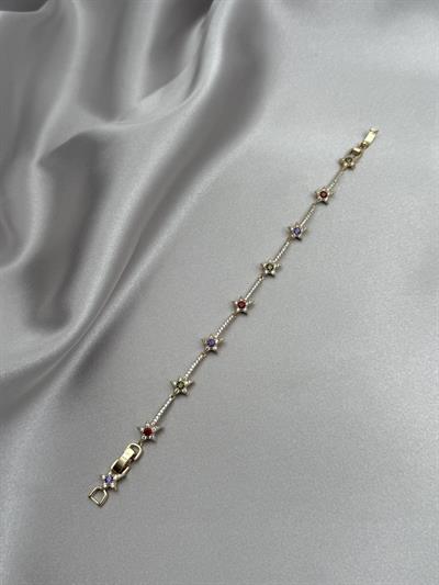 Xuping 14K Renkli Yıldız Zirkon Taşlı Gold Bileklik