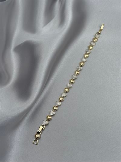 Xuping 14K Seri Kalp Model Zirkon Taşlı Gold Bileklik