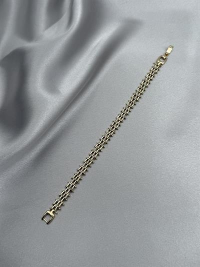 Xuping 14K Üç Sıra Hasır Model Zirkon Taşlı Gold Bileklik
