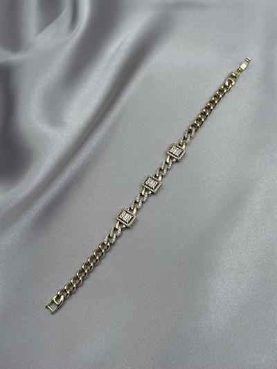 Xuping 14K Üçlü Baget Model Zirkon Taşlı Gold Bileklik