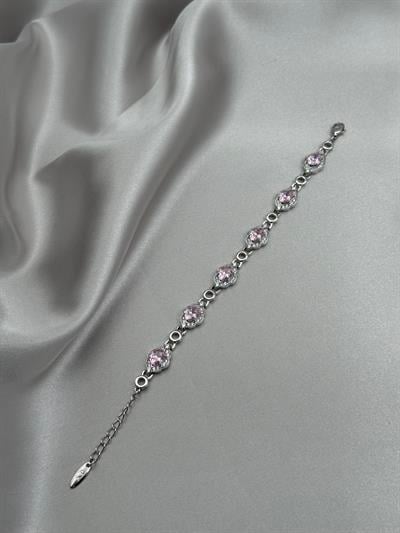 Xuping Pembe Baget Zirkon Taşlı Gümüş Bileklik