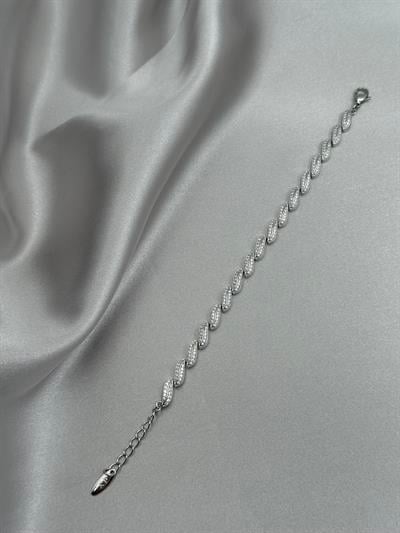 Xuping Sıralı Damla Model Zirkon Taşlı Gümüş Bileklik