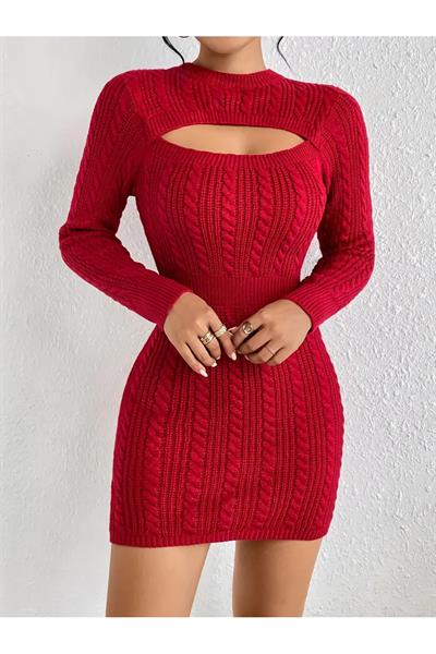 Örgü Triko Mini Elbise – Cut Out Detaylı