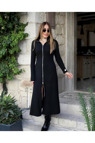 Spor Şıklık Fermuarlı Maxi Elbise