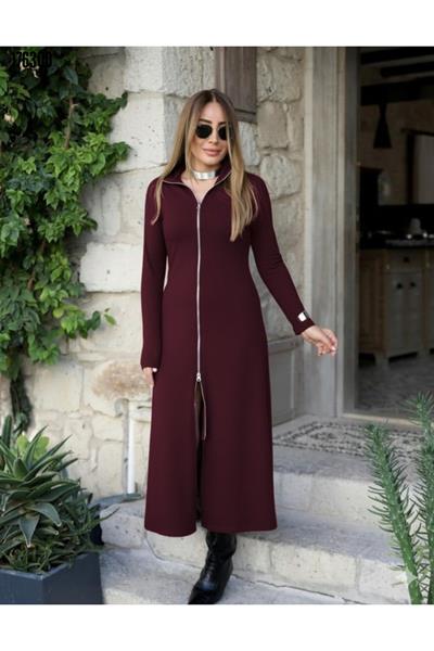Spor Şıklık Fermuarlı Maxi Elbise