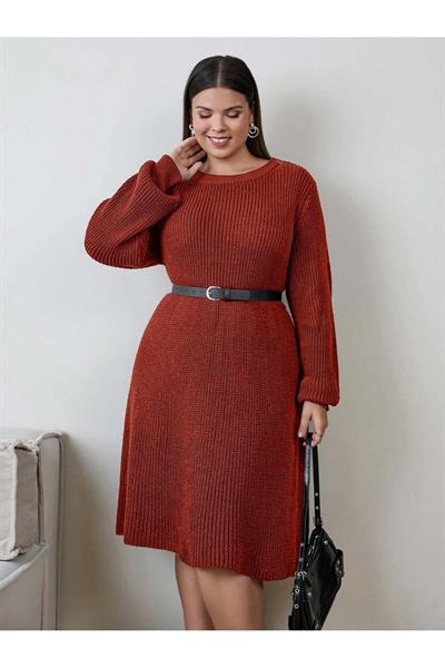 Triko Uzun Kollu Fit Kesim Elbise