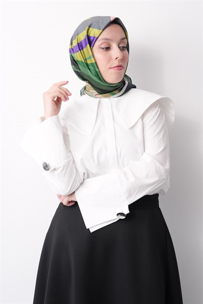Pastel Drift Desen İpeksi Rayon Eşarp Yeşil