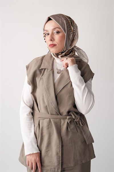 Desert Mirage Desen İpeksi Rayon Eşarp Kahverengi