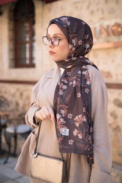 Lilas Desen Soft Şal Kahverengi
