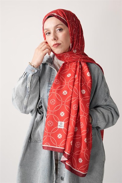 Mono Mori Desen Soft Şal Kırmızı