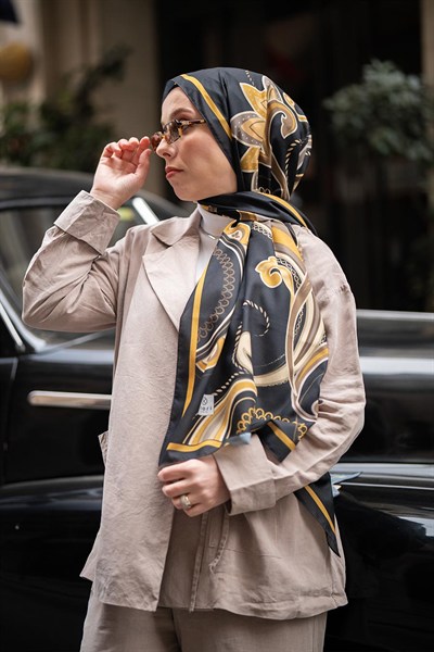 Paisley Desen Soft Şal Siyah