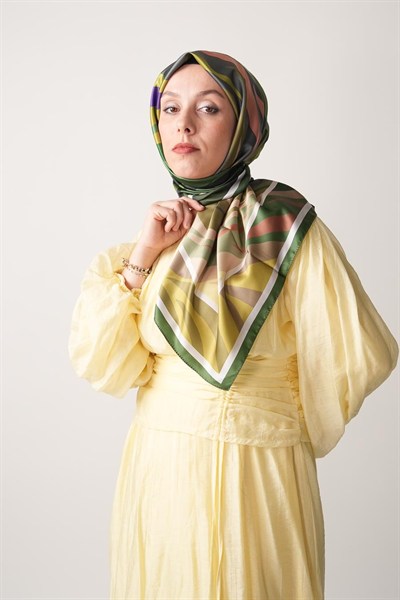 Pastel Drift Desen İpeksi Rayon Eşarp Yeşil