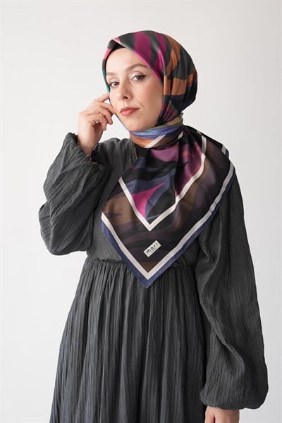 Pastel Drift Desen İpeksi Rayon Eşarp Füme