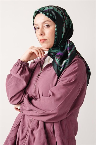 Soft Point Desen İpeksi Rayon Eşarp Yeşil