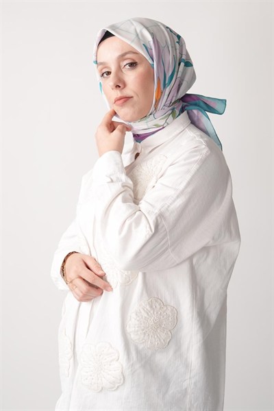 Velvet Moss Desen Soft Eşarp Mor