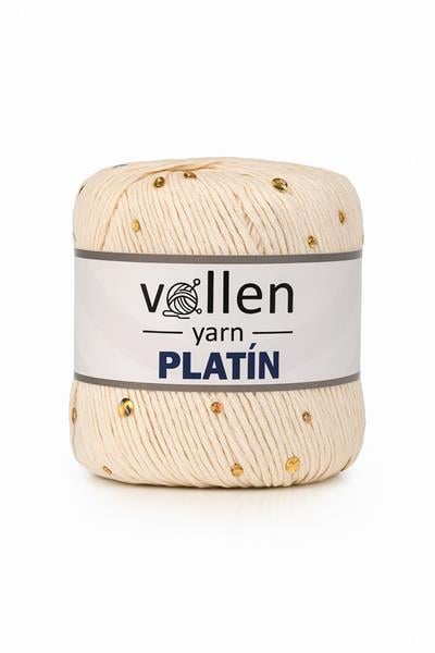 Platin Pullu Örgü İpi,Parlak Simli Tığ ve Şiş Uyumlu Yün,Krem