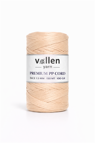 Vollen Yarn 1.5mm Polyester Makrome İpi 100gr 150 mt,Sütlü Kahve