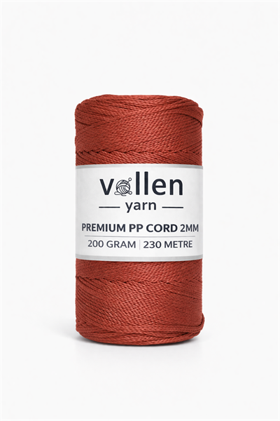 Vollen Yarn 2mm Polyester Makrome İpi 200 Gr 230 Mt,Kiremit