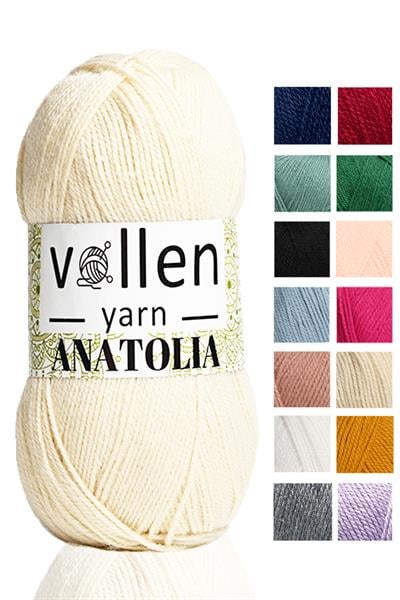 Vollen Yarn Anatolia Doğa Dostu El Örgü Ipi, Hırka Kazak Ip Atkı Patik Battaniye Ipi,Krem
