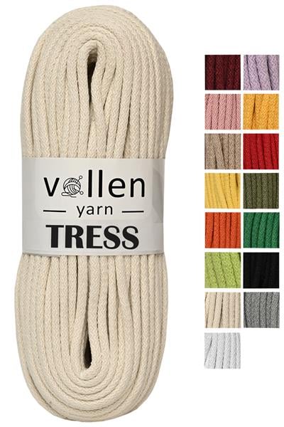 Vollen Yarn Makrome Tress İp, 10 METRE  Kordon Kaytan Dokuma İpi,Sepet İpi,Çok Amaçlı ip,KREM